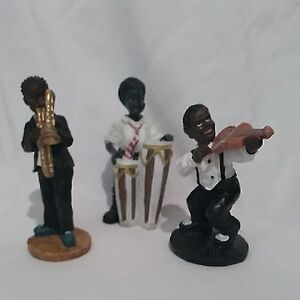 Vintage Resin African America Soul Musical Trio Figurines (S1)